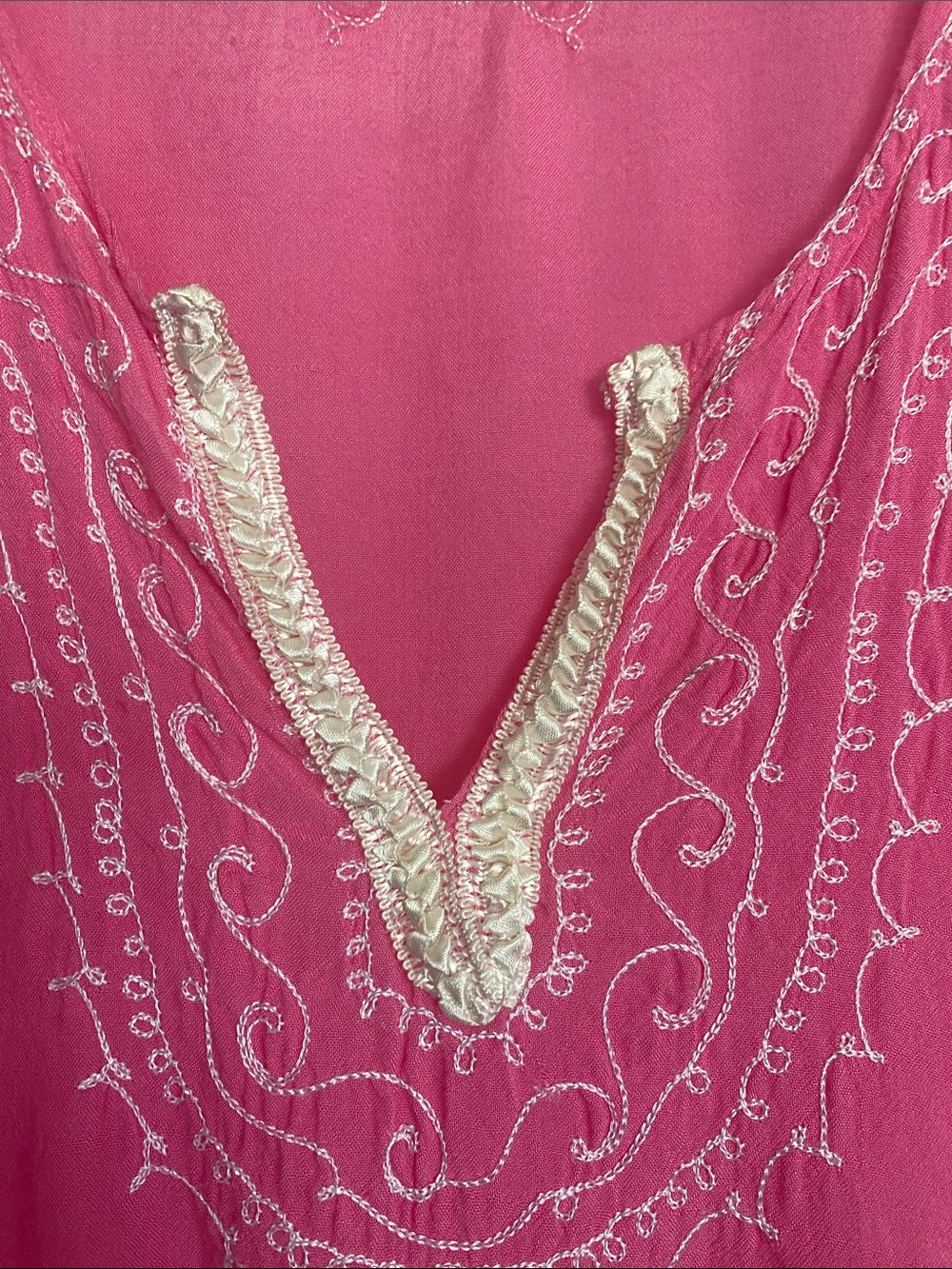 Bartholomew Pink and White Embroidered Tunic Top Bathing Suit Cover Up S/M - Picture 2 of 9